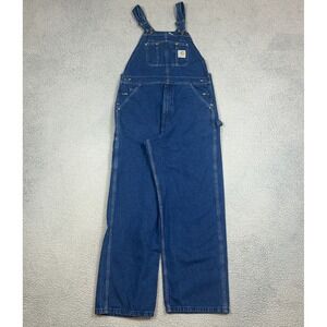 Vintage Carhartt Overalls Mens 34x30 Blue Denim‎ Workwear Carpenter R07 DST Y2K
